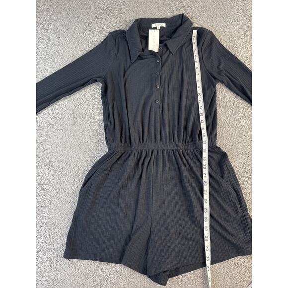 NWT Z Supply Lycra Henley Romper Medium Black Long Sleeve Ribbed Casual Lounge - Picture 8 of 12